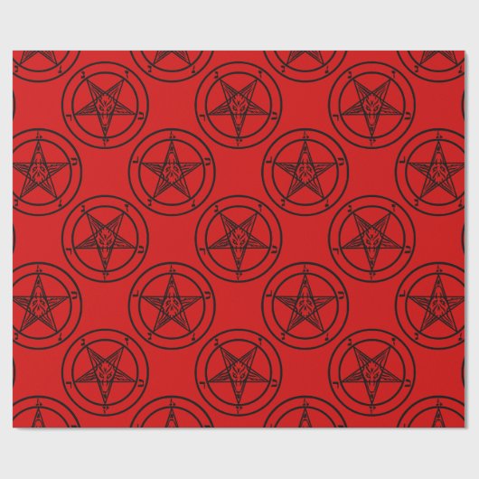 Papier Cadeau pentagramme baphomet rouge halloween (Plat)