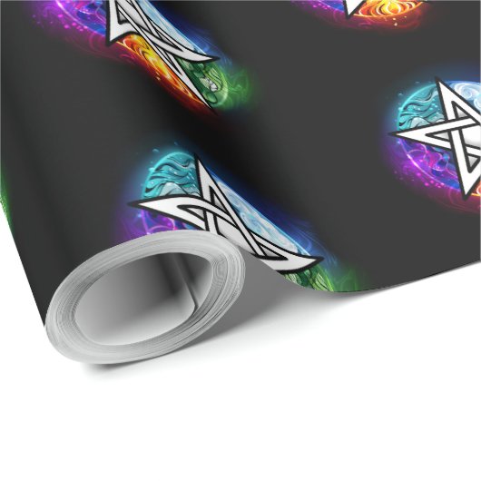 Papier Cadeau pentagramme du Wiccan (Coin rond)