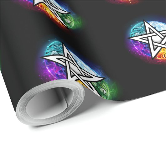 Papier Cadeau pentagramme du Wiccan (Coin rond)