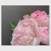 Papier Cadeau Peoné rose sur gris foncé (Plat)