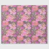 Papier Cadeau Peonies rose rose fleurs fleurs jardin fleurie bou (Plat)