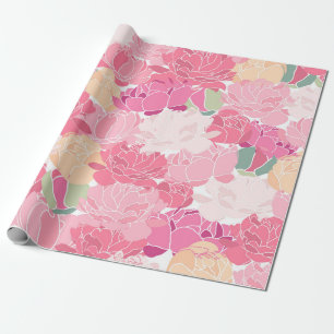 Papier Cadeau Peonies roses Jardin Floral Fleurs féministes