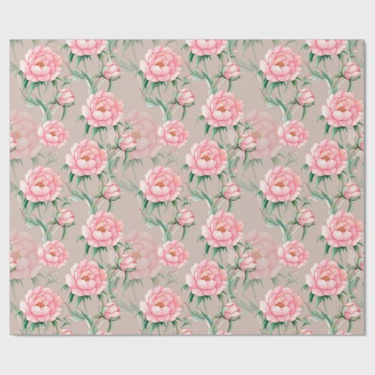 Papier Cadeau Peonies roses nuptiales sur un Arrière - plan roux (Plat)