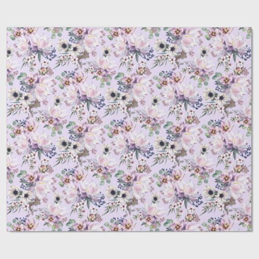 Papier Cadeau Peony Anemone Hellebore Eucalyptus Orchid rose (Plat)