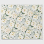 Papier Cadeau Peony crémeux & Argent Sage Eucalyptus Verdure (Plat)