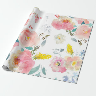 Papier Cadeau Peony floral rose Motif Antique Mariages