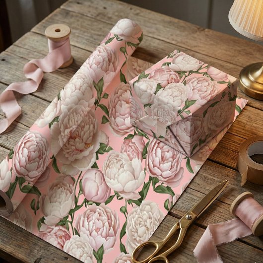 Papier Cadeau Peony Grace Elegant Floral Art 