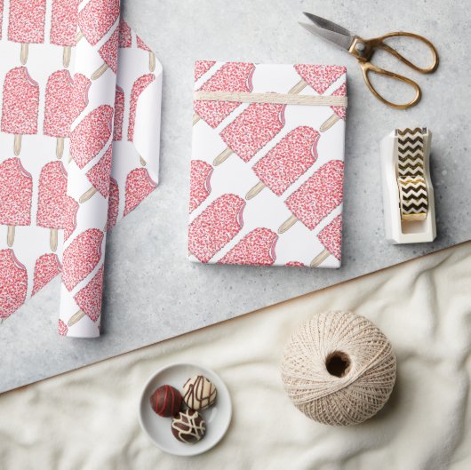 Papier Cadeau Pépée de fraise rose Crème de glace Popsicle Lolly (Artisanat)