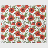 Papier Cadeau Pépites, rouge et vert sur blanc (Plat)