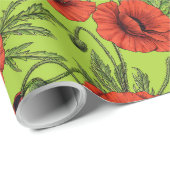 Papier Cadeau Pépites, rouge et vert sur le vert citron (Coin rond)