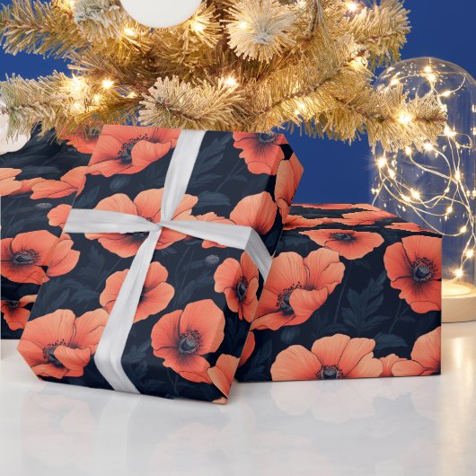 Papier Cadeau Pépites rouges avec Arrière - plan foncé (Vacances)