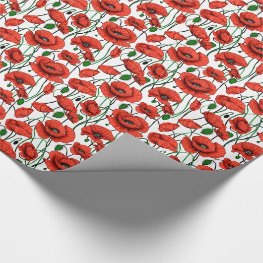 Papier Cadeau Pépites rouges dans un champ sur blanc (Coin)