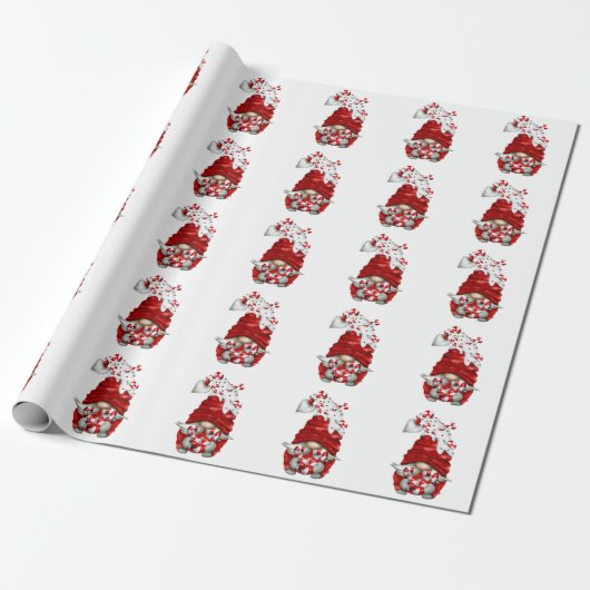 Papier Cadeau Peppermenthe Noël scandinave Gnome (Déroulé)