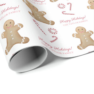 Papier Cadeau Peppermint Candies Gingerbread Joyeuses Fêtes