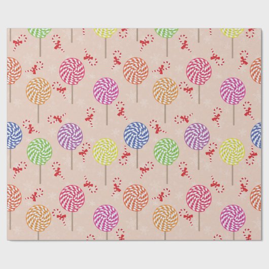 Papier Cadeau Peppermint Candy Mints Christmas, candy canes (Plat)