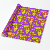 Papier Cadeau Pepperoni Pizza Party Purple Arrière - plan (Déroulé)
