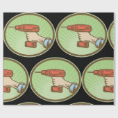 Papier Cadeau Perceuse électrique sans fil Retro Handyman (Plat)