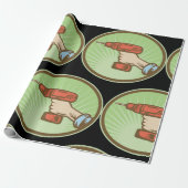 Papier Cadeau Perceuse électrique sans fil Retro Handyman (Déroulé)