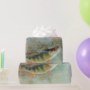 Papier Cadeau Perche jaune par S.A. Kilbourne, Poisson Vintage