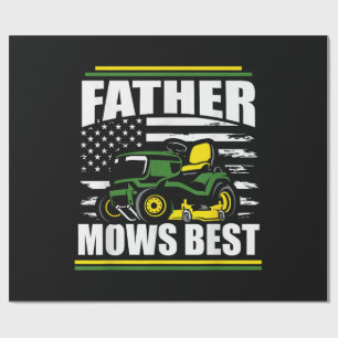Papier Cadeau Père Mows Meilleur Drapeau Amusant De Pelouse