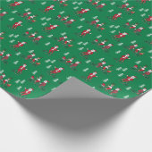 Papier Cadeau Père Noël à bicyclettes de mignons enfants vert no (Coin)