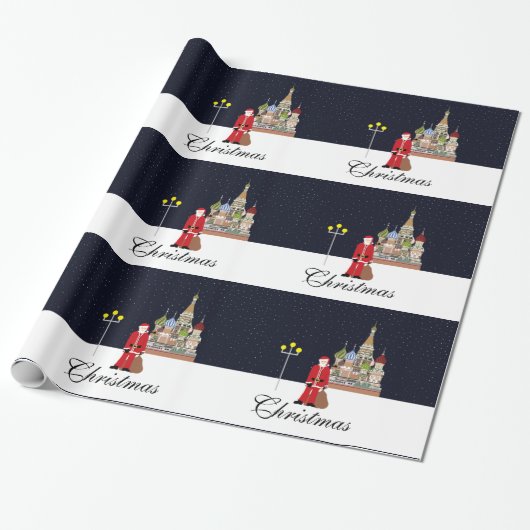 Papier Cadeau Père Noël À Moscou Papier Enveloppant Noël (Déroulé)