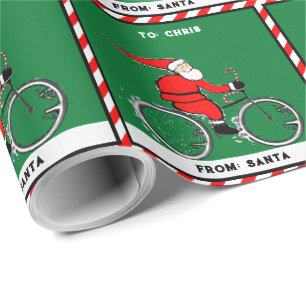 Papier Cadeau Père Noël à vélo Cycliste