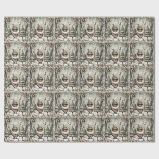 Papier Cadeau Père Noël afro-américaine joyeuse (Plat)