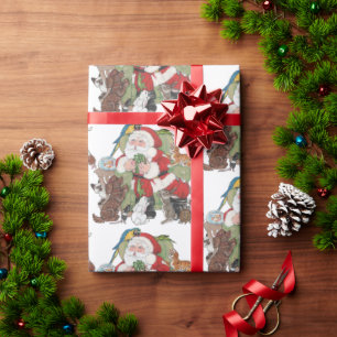 Papier Cadeau père Noël Aime Nos Animaux ! Chien de Noël animal