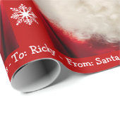 Papier Cadeau Père Noël Ajouter Garçon Fille Nom Noël Rouge (Coin rond)
