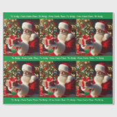 Papier Cadeau Père Noël Ajouter Garçon Fille Nom Noël Vert (Plat)