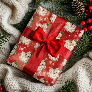 Papier Cadeau Père Noël aquarelle vintage rétro