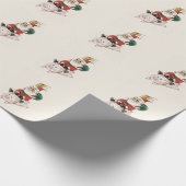 Papier Cadeau Père Noël Arrivent Un Cochon Avec Une Souris Sur L (Coin)