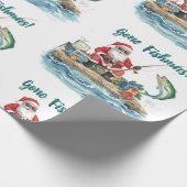 Papier Cadeau Père Noël assis pêche Noël (Coin)