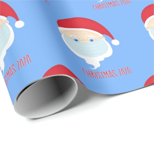 Papier Cadeau Père Noël au masque Noël 2020 (Coin rond)