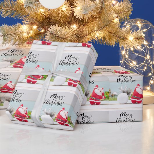 Papier Cadeau Père Noël avec balle de golf pour Noël (Vacances)