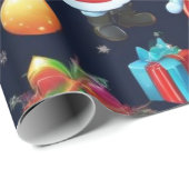 Papier Cadeau Père Noël avec cadeaux (Coin rond)