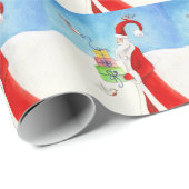 Papier Cadeau Père Noël avec cadeaux art Noël enrobé (Coin rond)