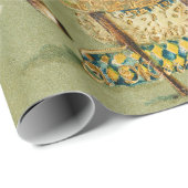 PAPIER CADEAU PÈRE NOËL AVEC DES CADEAUX DE CERFS ET DE NOËL EN (Coin rond)