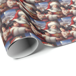 Papier Cadeau Père Noël avec des enfants 5