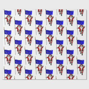 Papier Cadeau Père Noël Avec Drapeau De L'Alaska