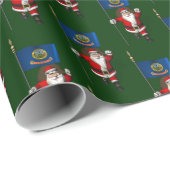 Papier Cadeau Père Noël Avec Drapeau De L'Idaho (Coin rond)