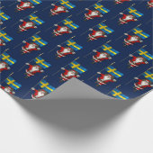 Papier Cadeau Père Noël Avec Drapeau De Suède (Coin)