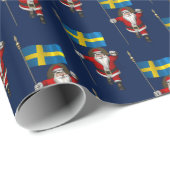 Papier Cadeau Père Noël Avec Drapeau De Suède (Coin rond)