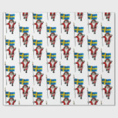 Papier Cadeau Père Noël Avec Drapeau De Suède (Plat)
