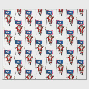 Papier Cadeau Père Noël Avec Drapeau Du Wyoming