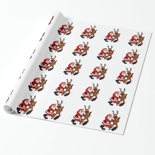 Papier Cadeau Père Noël avec orignal (Déroulé)
