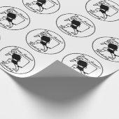 Papier Cadeau Père Noël avec sac noir et blanc (Coin)