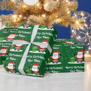 Papier Cadeau Père Noël avec une grenouille dessin animé amusant