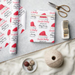 Papier Cadeau Père Noël Baby Christmas Winter Red Baby shower<br><div class="desc">Personnalisé Père Noël Baby,  motif baby shower,  rouge,  Noël,  Noël,  Noël,  papier d'emballage hiver.</div>
